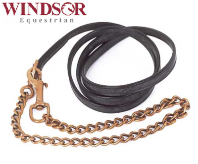 Leather Lead with Single Brass Chain