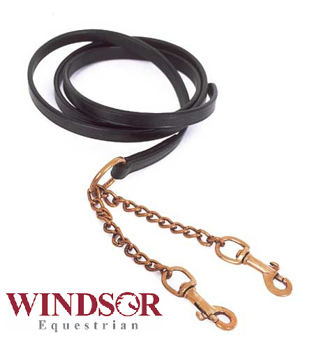 Leather Lead with Twin Brass Chain